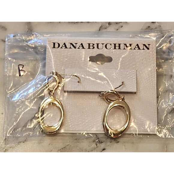 Dana Buchman Gold-Tone Oval Dangle Earrings With Leverback Closure - Picture 2 of 5